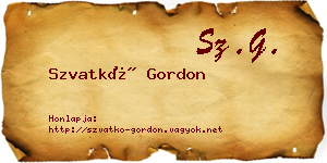 Szvatkó Gordon névjegykártya