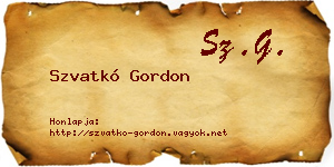 Szvatkó Gordon névjegykártya